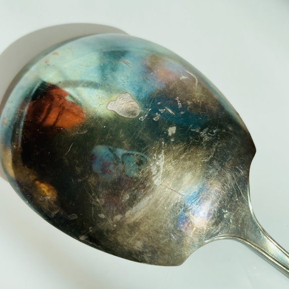 Vintage Community Silver Silverplated Embossed Patina Triple Plus Serving Spoon - Picture 3 of 8